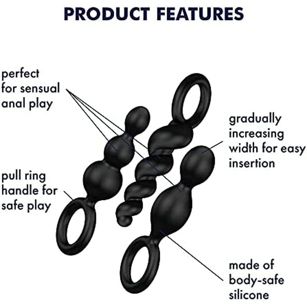 Satisfyer Booty Call Set Of 3 Black Anal Plugs - Eroticon Ltd