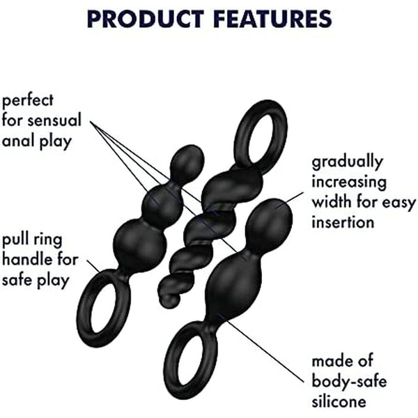 Satisfyer Booty Call Set Of 3 Black Anal Plugs - Eroticon Ltd
