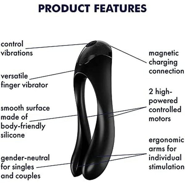 Satisfyer Candy Cane Finger Vibrator Black - Eroticon Ltd