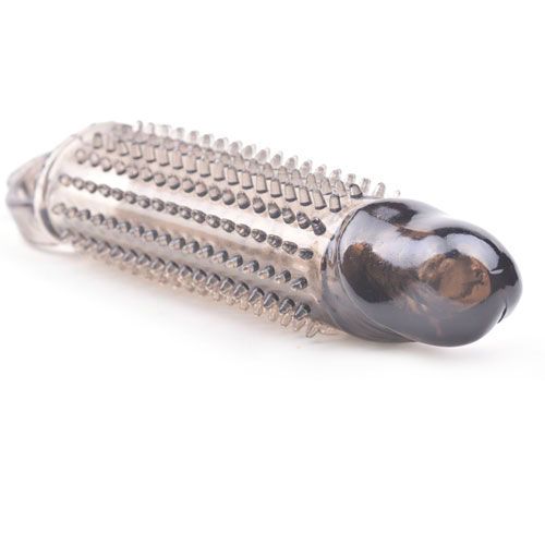 Stretchy Black Penis Sleeve With Pleasure Ridges - Eroticon Ltd