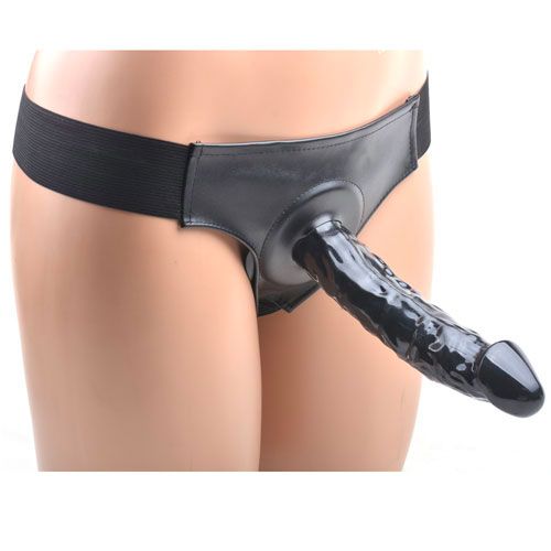 Black Hollow Strap On With Harness - Eroticon Ltd