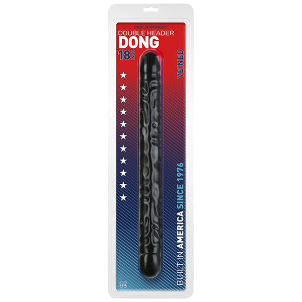 Double Header 18 Inch Veined Dong Black - Eroticon Ltd