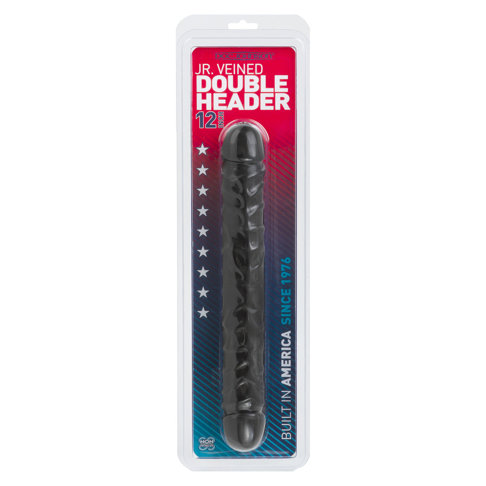Jr Veined Double Header 12 Inch Bender Dong Black - Eroticon Ltd