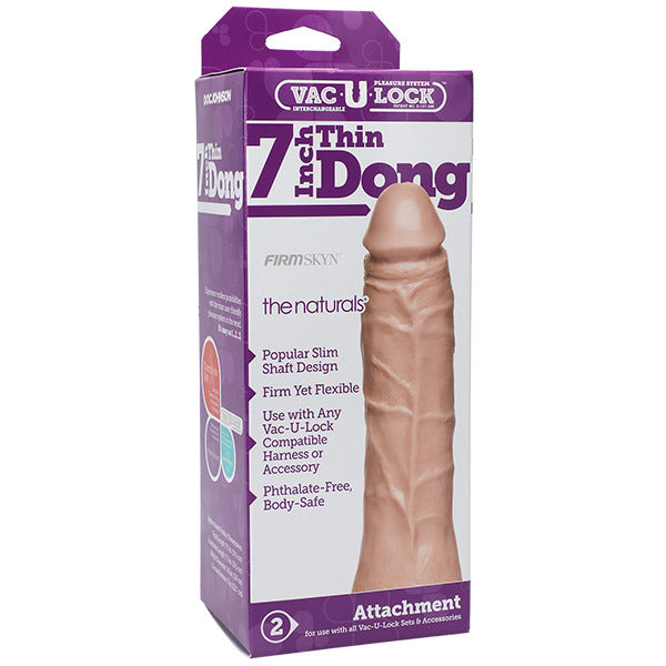VacULock Thin 7 Inch Natural Dong Attachment - Eroticon Ltd