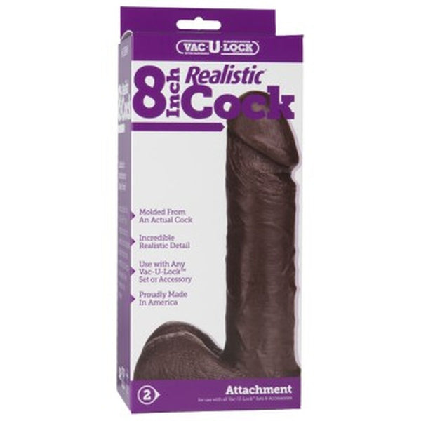 VacULock 8 Inch Realistic Dildo Attachment Black - Eroticon Ltd