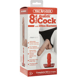 VacULock 8 Inch Realistic Cock With Ultra Harness - Eroticon Ltd