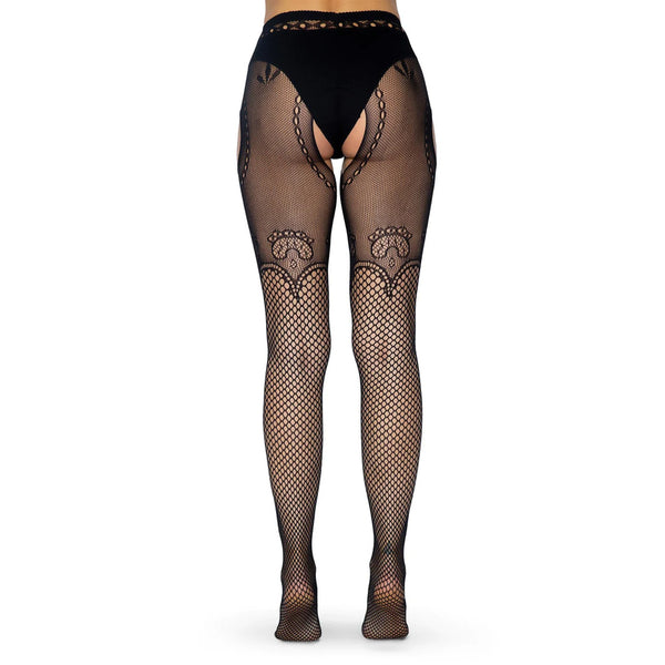 Leg Avenue Suspender Tight in Duchess Lace UK 8 to 14 - Eroticon Ltd
