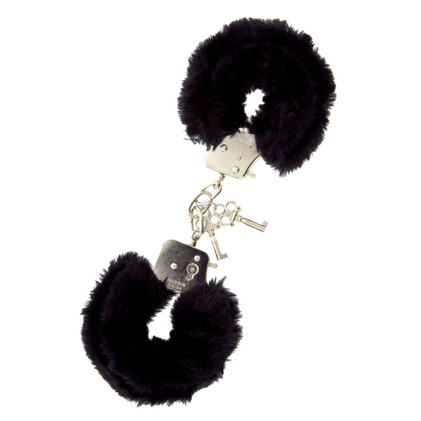 Furry Metal Handcuffs Black - Eroticon Ltd