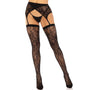 Leg Avenue Lace Stockings and Garterbelt Black - Eroticon Ltd