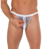 Mens White Mesh Pouch With GString - Eroticon Ltd