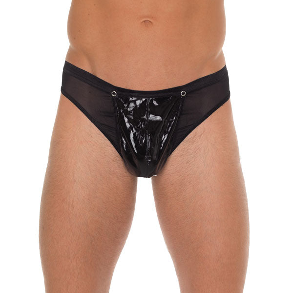 Mens Black GString With PVC Pouch - Eroticon Ltd