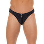 Mens Black GString With Zipper On Pouch - Eroticon Ltd