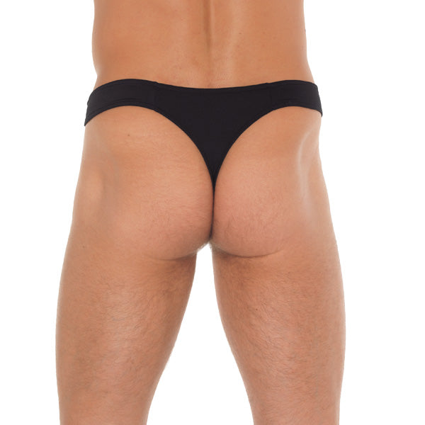 Mens Black GString With Zipper On Pouch - Eroticon Ltd