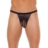 Mens Black GString With Black Net Pouch - Eroticon Ltd