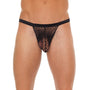 Mens Black GString With Black Net Pouch - Eroticon Ltd