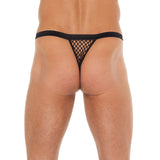 Mens Black GString With Black Net Pouch - Eroticon Ltd