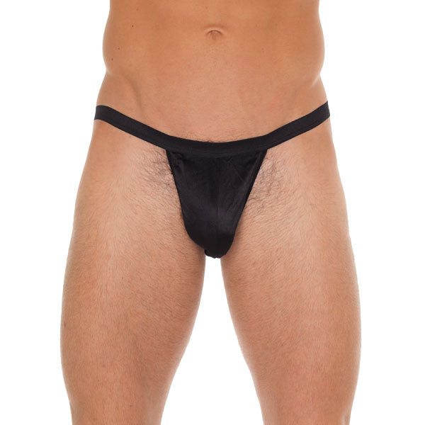 Mens Black GString With Black Pouch - Eroticon Ltd