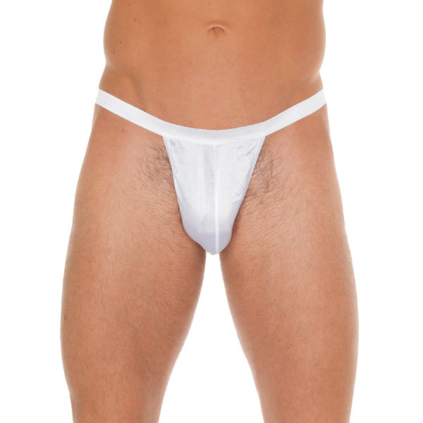 Mens White GString With Small White Pouch - Eroticon Ltd
