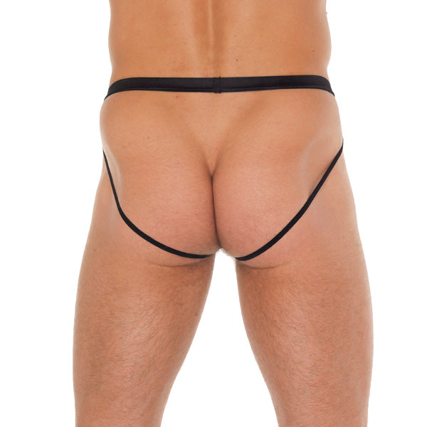 Mens Black Pouch With Jockstraps - Eroticon Ltd