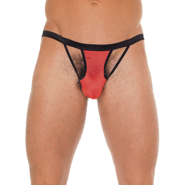Mens Black GString With Red Pouch - Eroticon Ltd