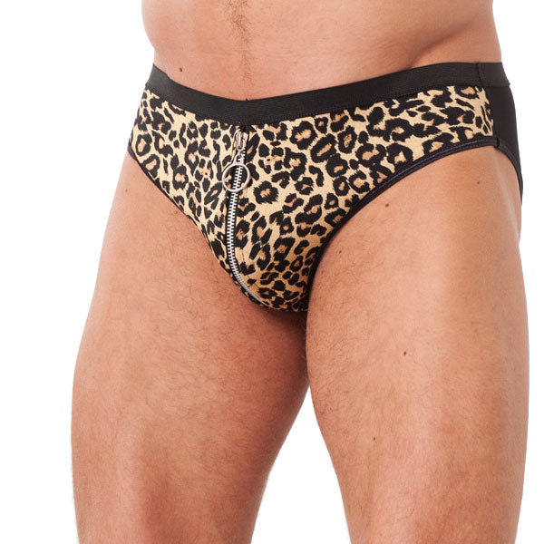 Mens Animal Print Briefs With Zipper - Eroticon Ltd