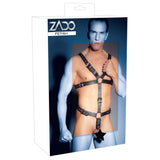 Mens Leather Adjustable Harness With Cock Ring - Eroticon Ltd