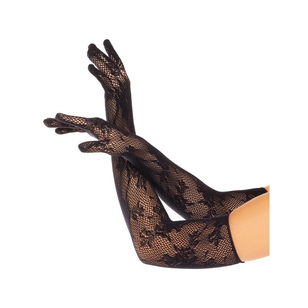 Leg Avenue Opera Floral Gloves Black - Eroticon Ltd