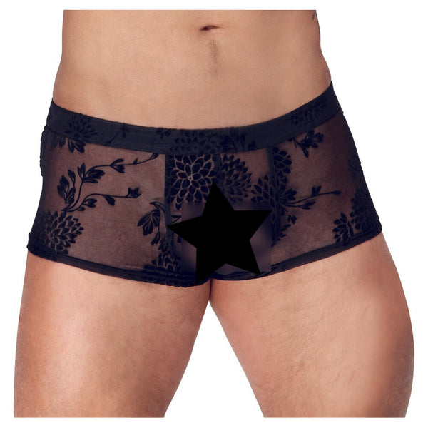 Noir Sheer Floral Lace Pants - Eroticon Ltd