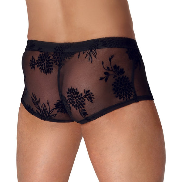 Noir Sheer Floral Lace Pants - Eroticon Ltd