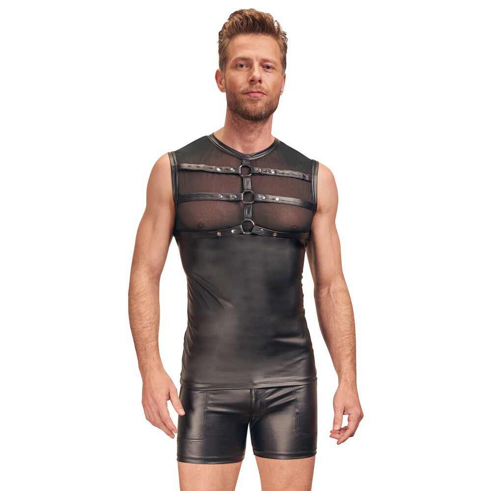 NEK Matte Look Shirt With Chest Harness Black - Eroticon Ltd