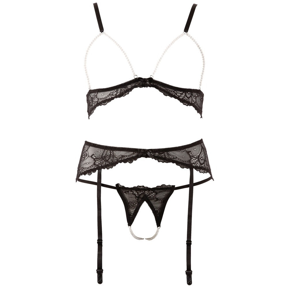 Abierta Fina Pearl Bra Suspender And String - Eroticon Ltd