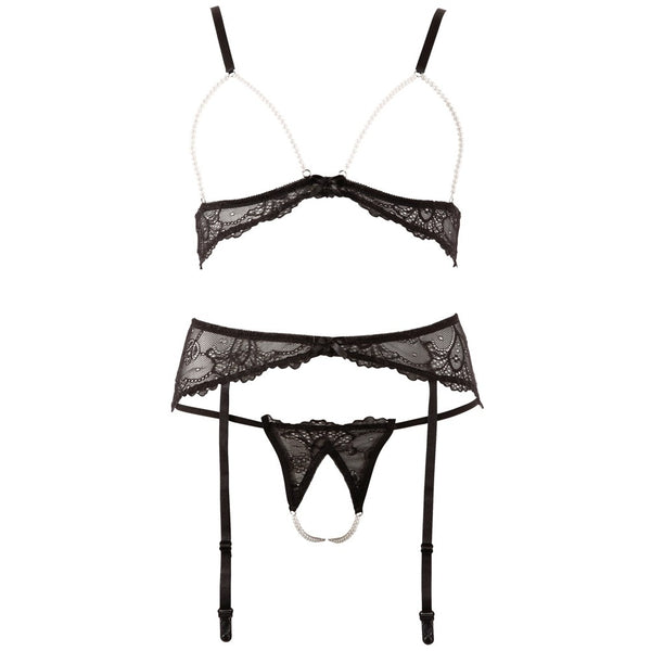 Abierta Fina Pearl Bra Suspender And String - Eroticon Ltd