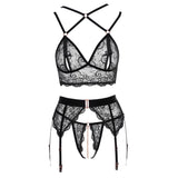Abierta Fina Lacey Open Suspender Set - Eroticon Ltd