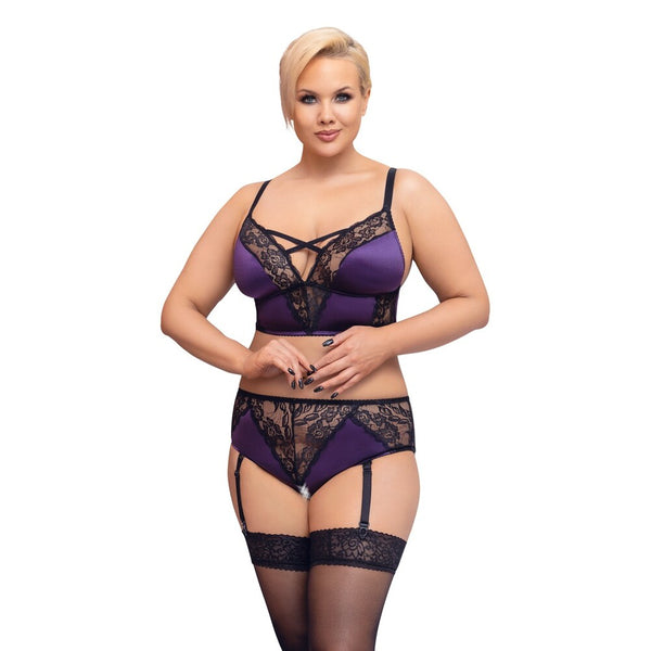 Cottelli Curves Bralette Suspender Set - Eroticon Ltd