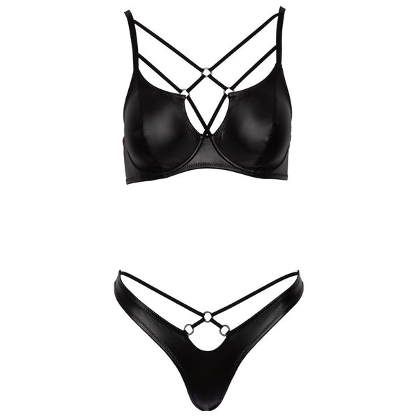 Cottelli Matte Black Bra Set - Eroticon Ltd