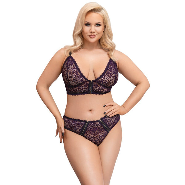Cottelli Curves Delicate Lace Bralette And Briefs - Eroticon Ltd