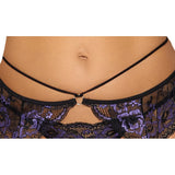 Cottelli Lilac and Black Lace Suspender Set - Eroticon Ltd