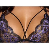Cottelli Lilac and Black Lace Suspender Set - Eroticon Ltd