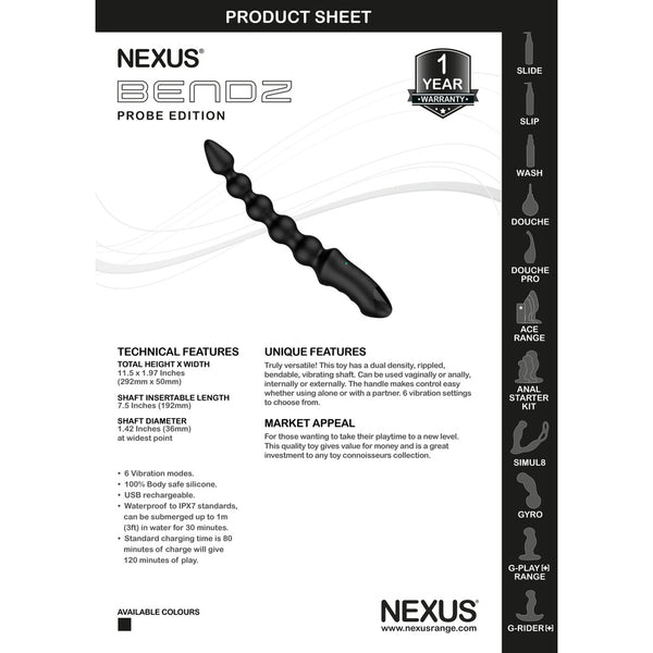 Nexus Bendz Vibrating Anal Probe - Eroticon Ltd