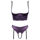 Cottelli Satin Quarter Cup Bra Set - Eroticon Ltd