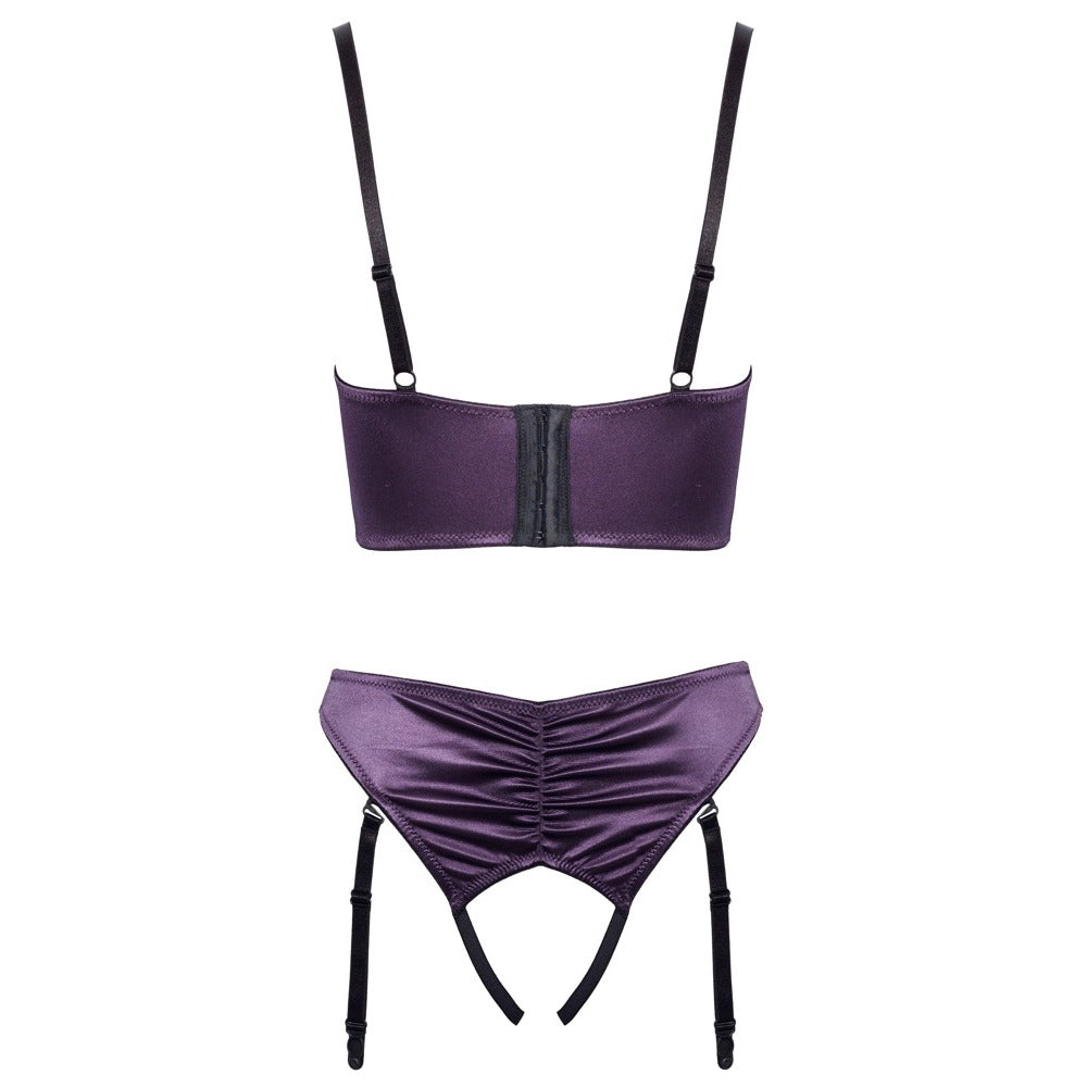 Cottelli Satin Quarter Cup Bra Set - Eroticon Ltd