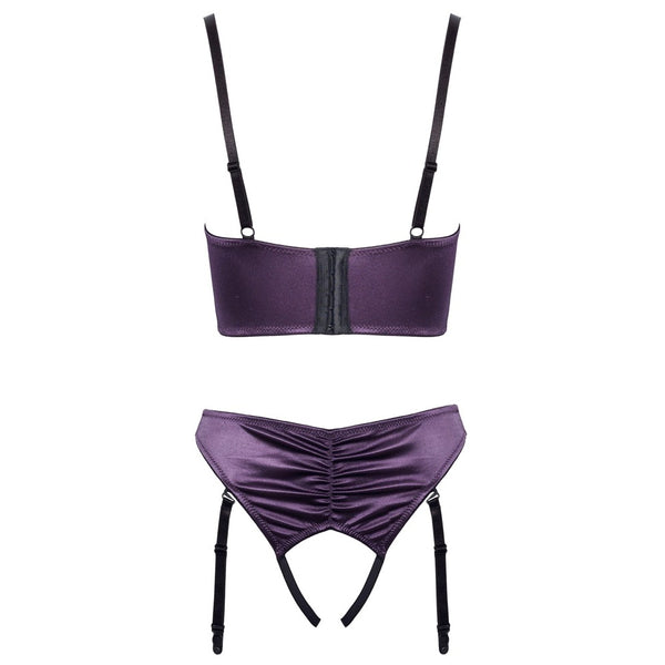 Cottelli Satin Quarter Cup Bra Set - Eroticon Ltd