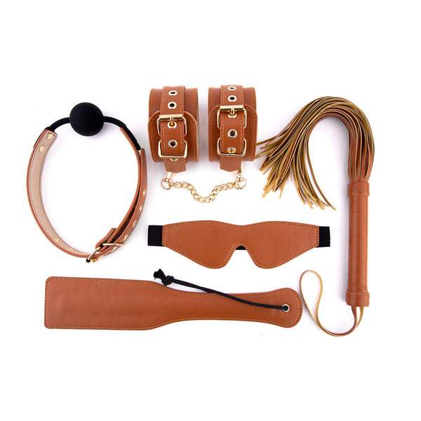 Elite BDSM Cognac Vegan Leather Set - Eroticon Ltd
