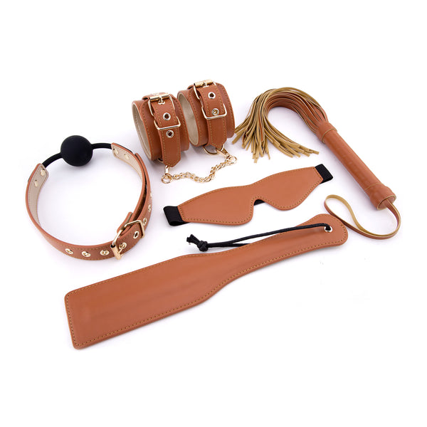 Elite BDSM Cognac Vegan Leather Set - Eroticon Ltd