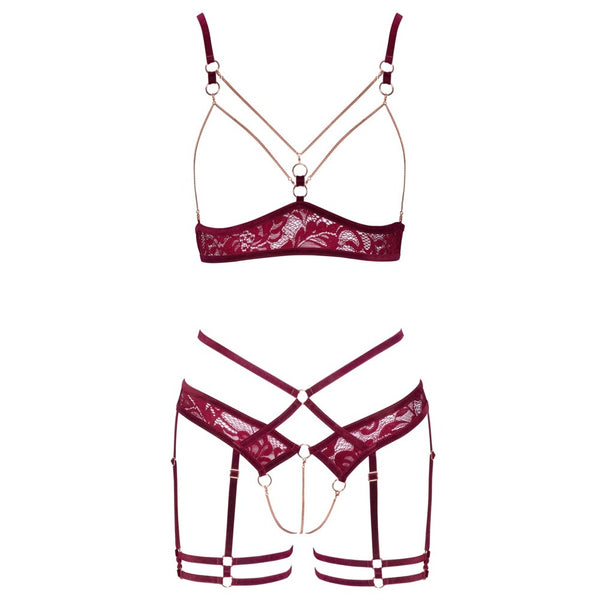 Abierta Fina Open Red Lace Set - Eroticon Ltd