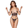 Cottelli Lace and Chain Bondage Crotchless Set - Eroticon Ltd