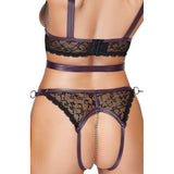 Cottelli Lace and Chain Bondage Crotchless Set - Eroticon Ltd