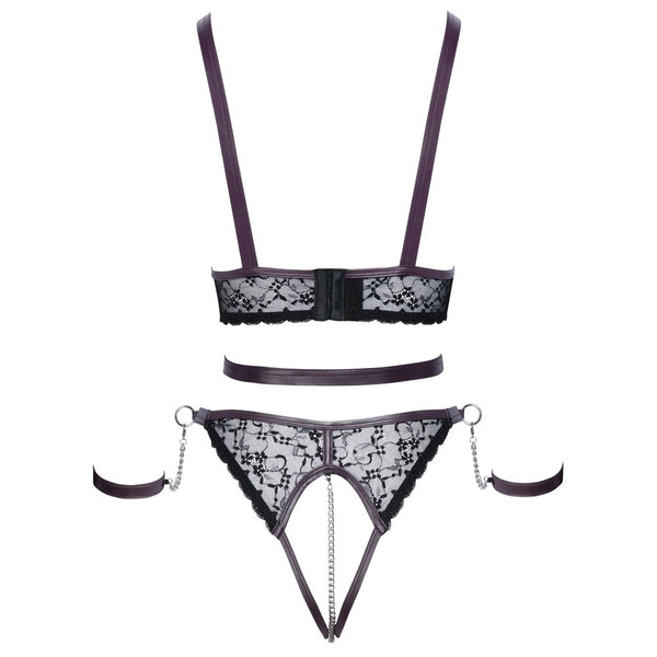 Cottelli Lace and Chain Bondage Crotchless Set - Eroticon Ltd