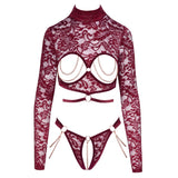 Abierta Fina Open Red Lace Body - Eroticon Ltd