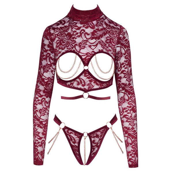 Abierta Fina Open Red Lace Body - Eroticon Ltd